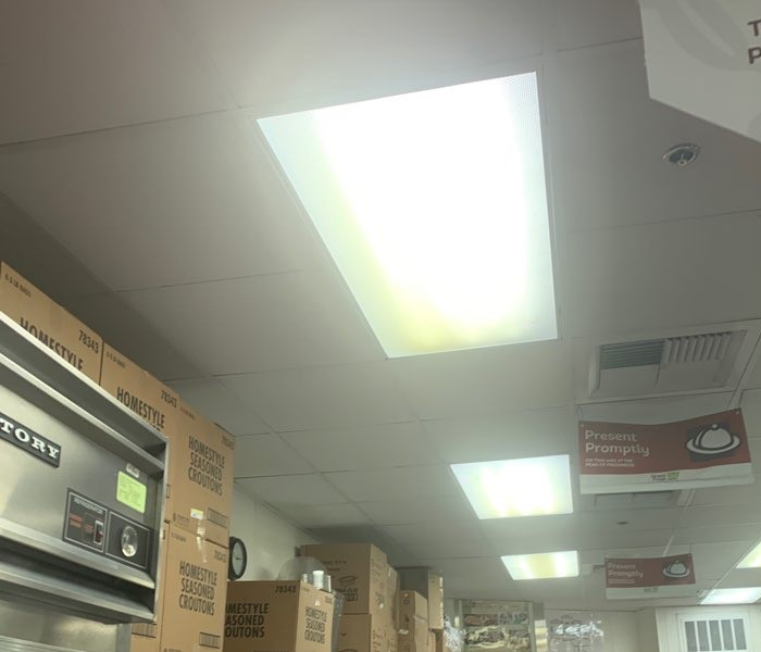 ceiling in a commercial kitchen